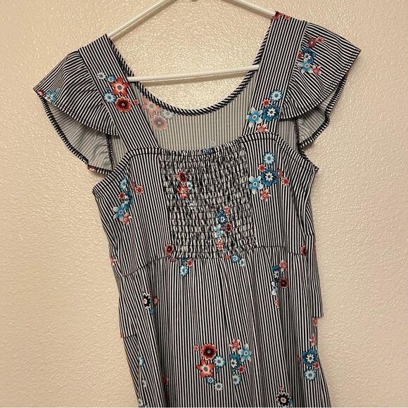 Wonder Nation Striped Jumpsuit floral Romper bodysuit stretchy jersey XL 14/16 - Picture 4 of 11